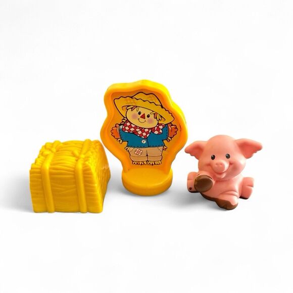 Fisher Price Little People Barn Accessories W/ Scarecrow & Pig Hay Bale Vintage - Picture 1 of 2